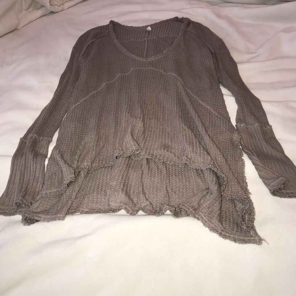 Free People Sunset Park Thermal Taupe Waffle - Picture 4 of 7